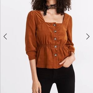 Madewell corduroy button up peplum top